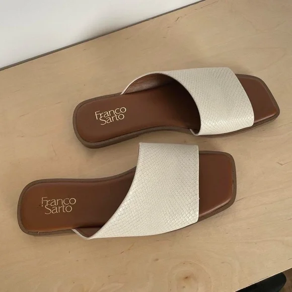 Franco Sarto Women's Cream Slide Sandals - Picture 2 of 3